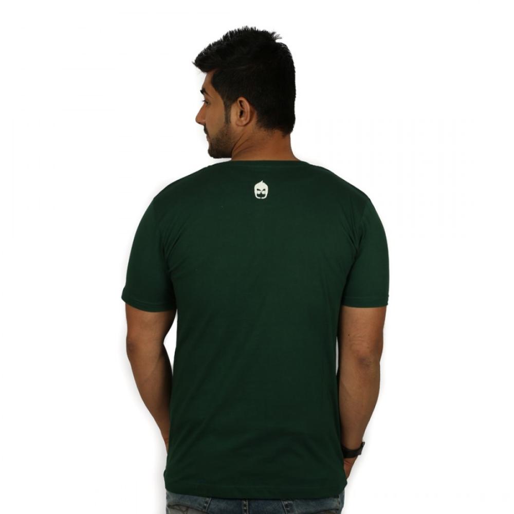 Printed Mens Round Neck Dark Green Parrot Green T-Shirt