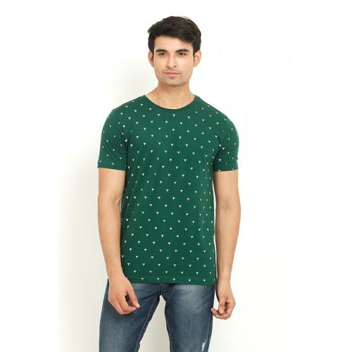 Solid Men Henley Dark Green T-Shirt