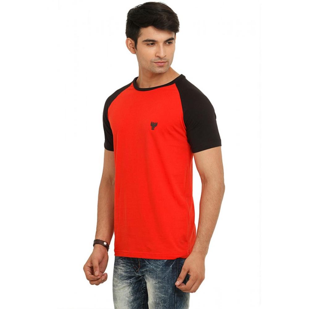 Red and Black Half Sleeve Round neck T shirt