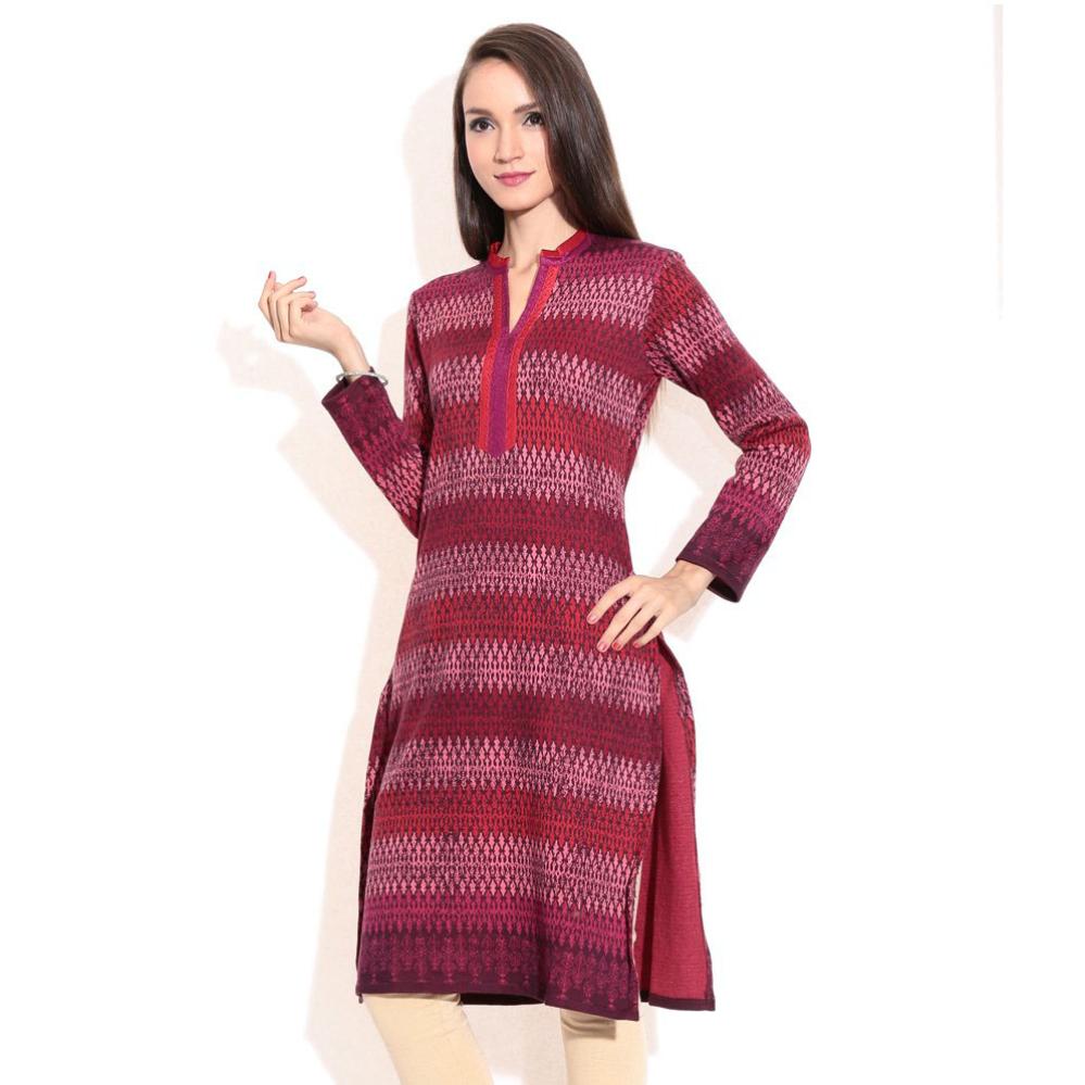 Biba Wine Yarn Dyed Poly Cotton Kurti