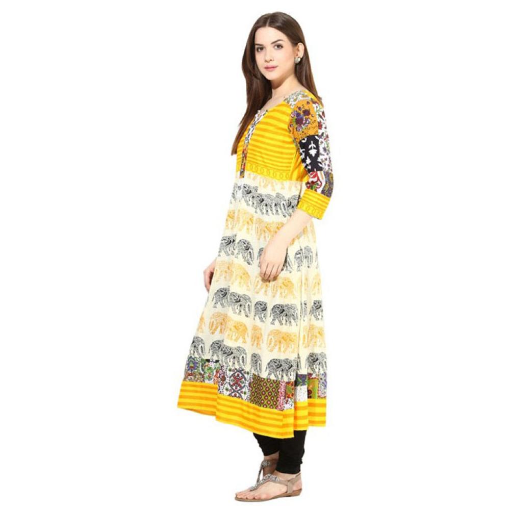 Shakumbhari Yellow Cotton Kurti