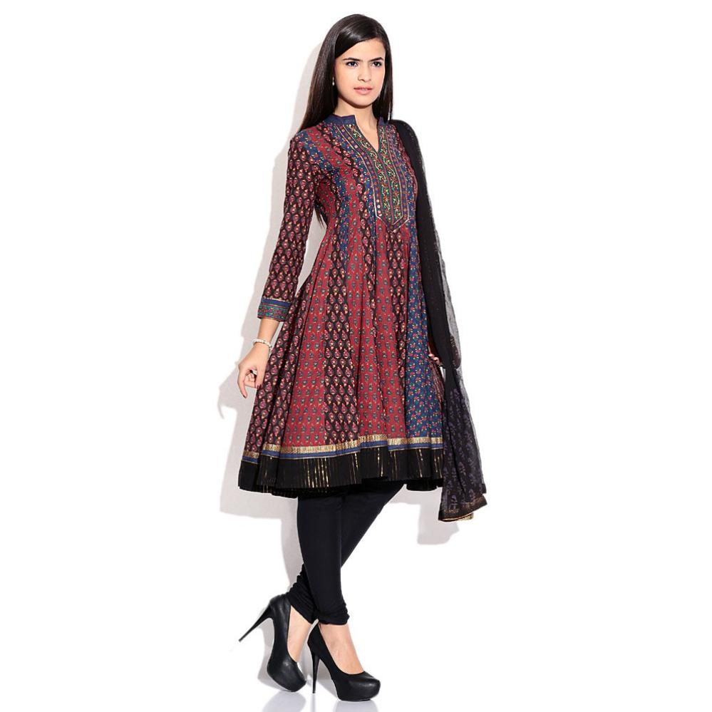 Biba Black Printed Cotton Stitched Salwar Suit