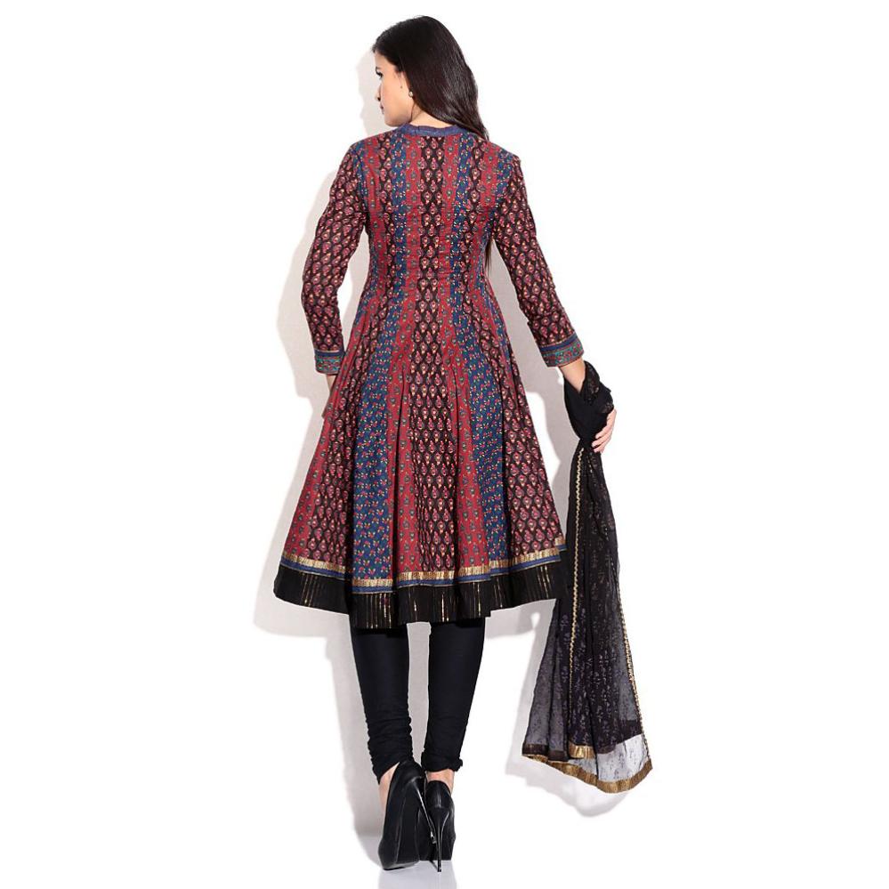 Biba Black Printed Cotton Stitched Salwar Suit