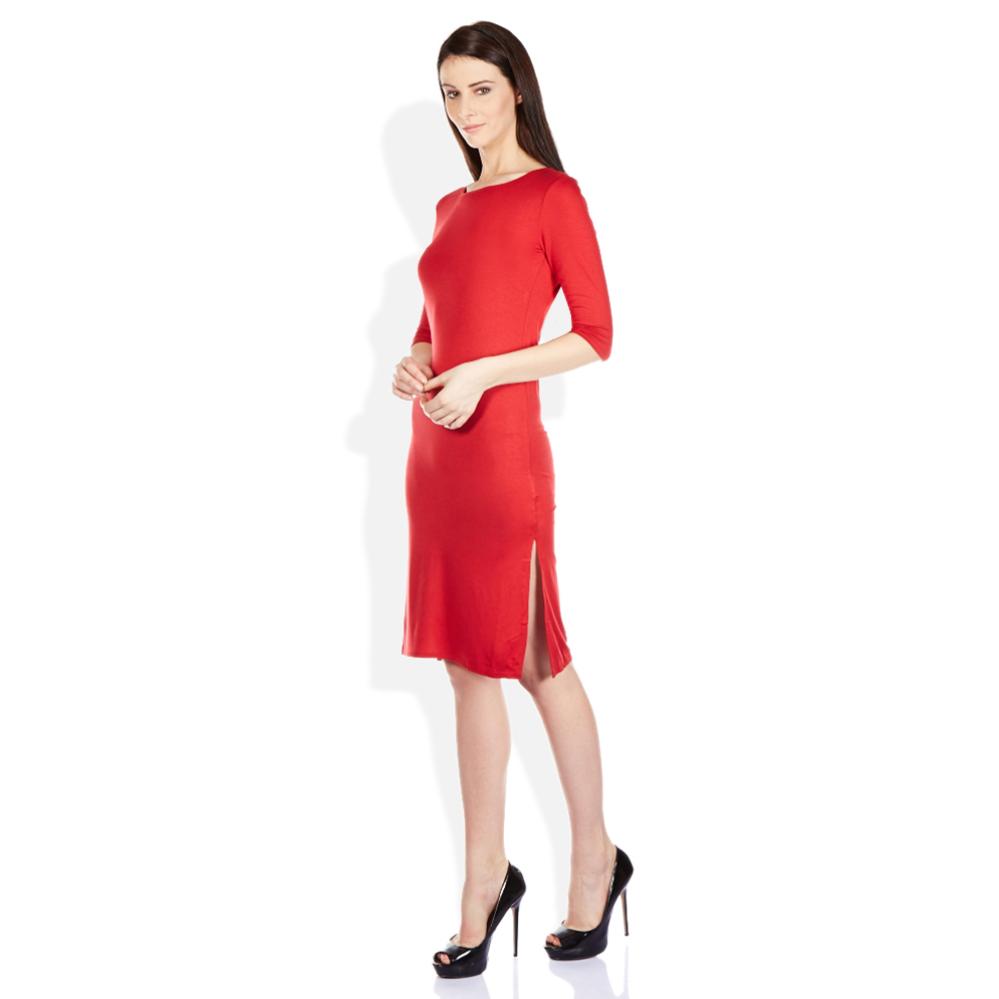 ELLE Red Poly Viscose Dresses