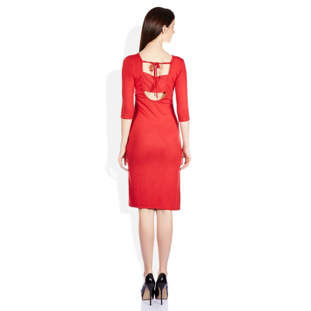 ELLE Red Poly Viscose Dresses