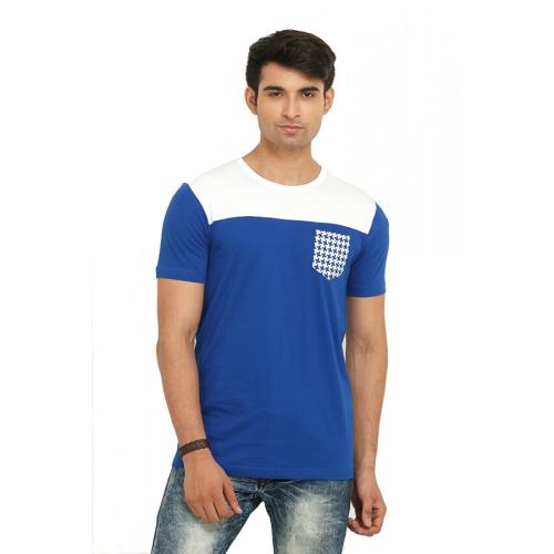 Yoke Blue and White With Pocket Round neck image