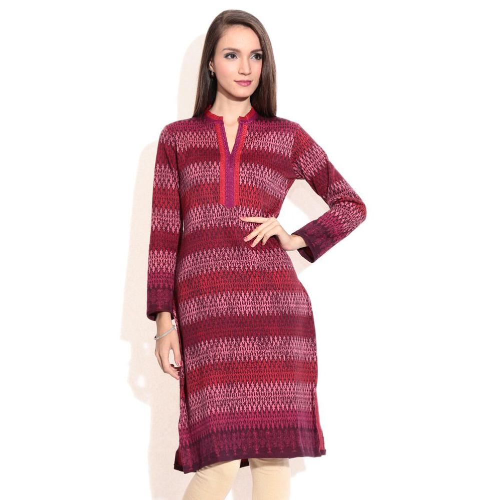 Biba Wine Yarn Dyed Poly Cotton Kurti