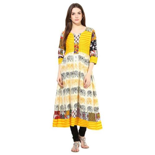 Shakumbhari Yellow Cotton Kurti image
