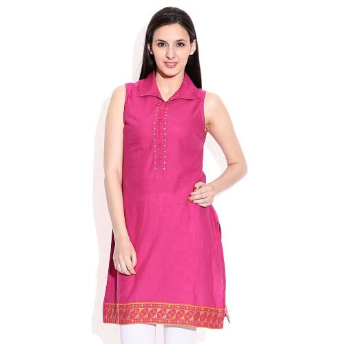 Biba Pink Cotton Kurta image