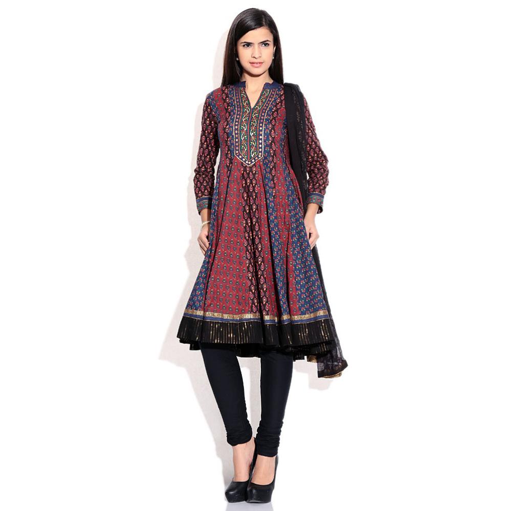 Biba Black Printed Cotton Stitched Salwar Suit