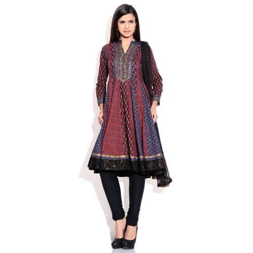 Biba Black Printed Cotton Stitched Salwar Suit image