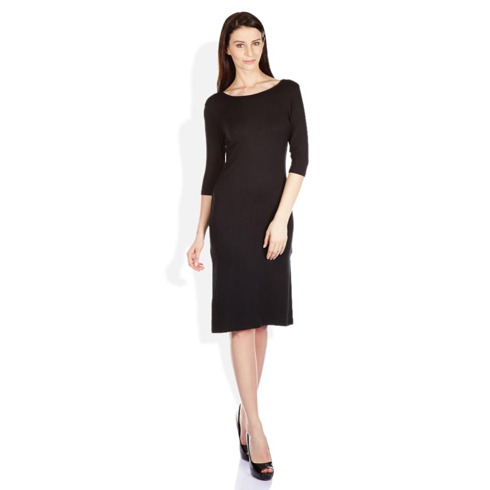 ELLE Black Poly Viscose Dresses