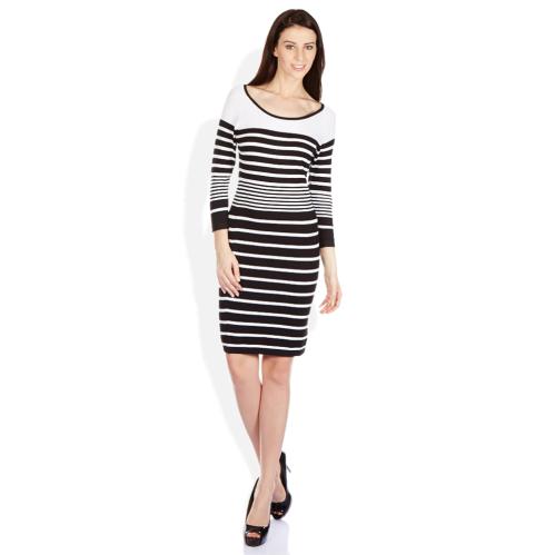 ELLE Black White Poly Viscose Dresses image